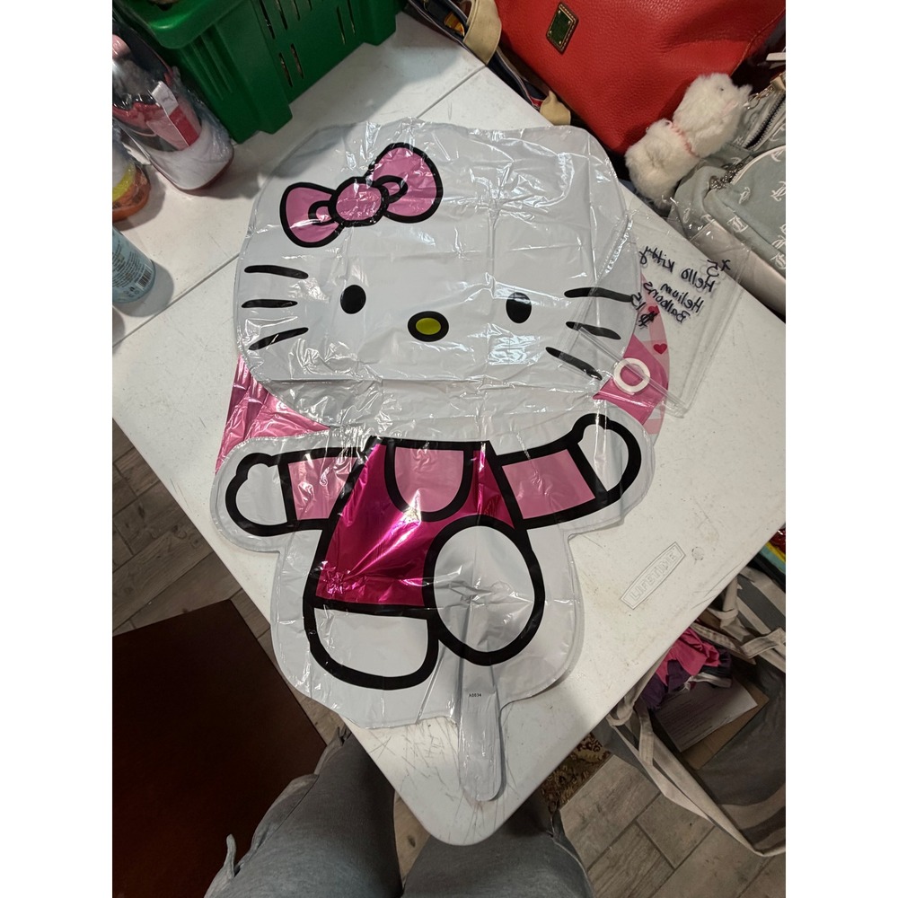 Sanrio Hello Kitty Mylar Foil Balloon Set Pink Gingham Birthday Party Decor